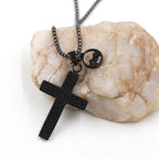 Textured Cross Mustard Seed Necklace: Metallic Charms for Spiritual Reminders