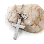 Textured Cross Mustard Seed Necklace: Metallic Charms for Spiritual Reminders