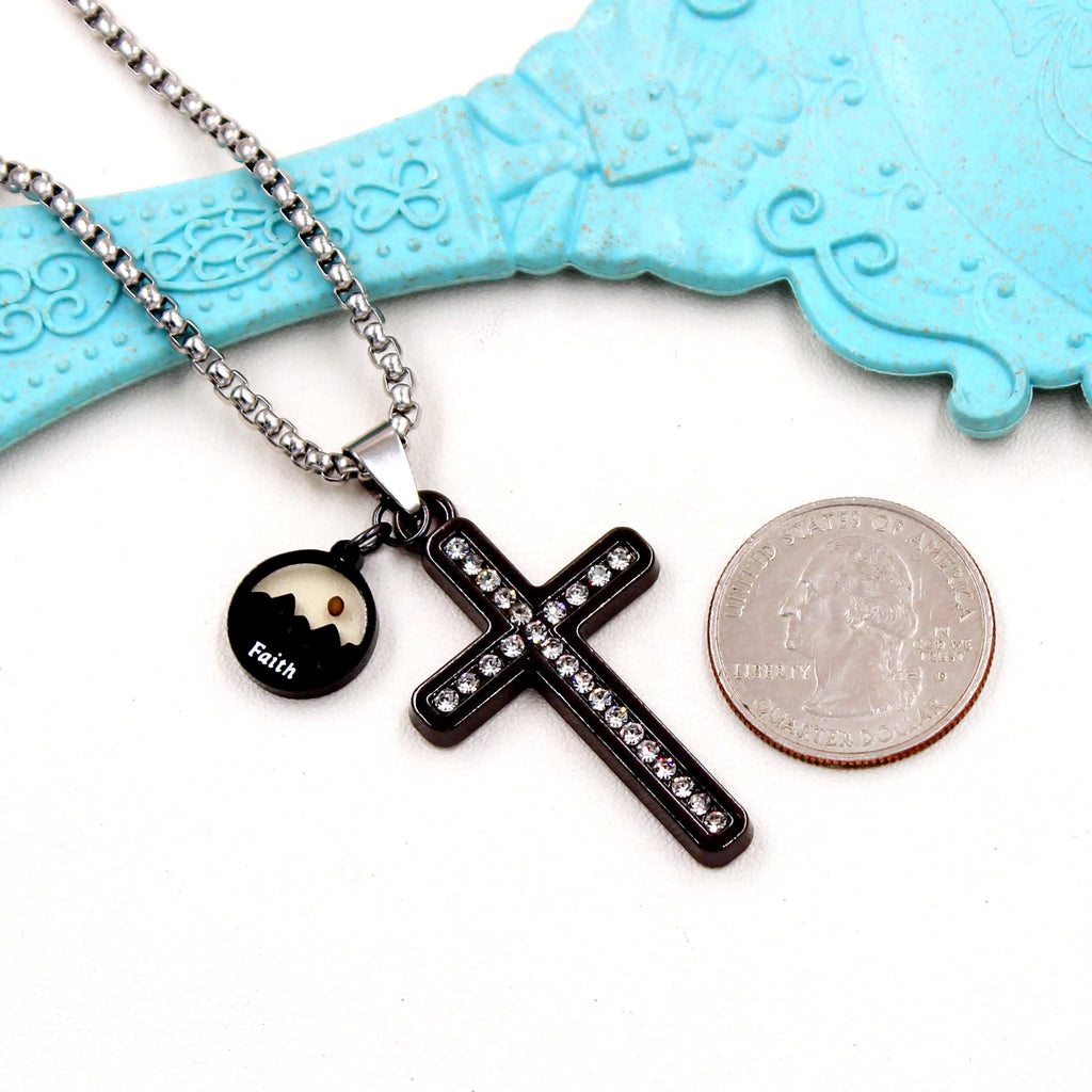 Zircon-Studded Mustard Seed Cross: Mountain Motif for Daily Faith