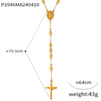 Wearable Rosary Beaded Necklace Collection: Gold-Tone Metal for Daily Spiritual Connection