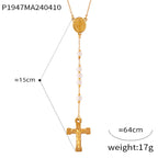 Wearable Rosary Beaded Necklace Collection: Gold-Tone Metal for Daily Spiritual Connection