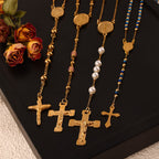 Wearable Rosary Beaded Necklace Collection: Gold-Tone Metal for Daily Spiritual Connection