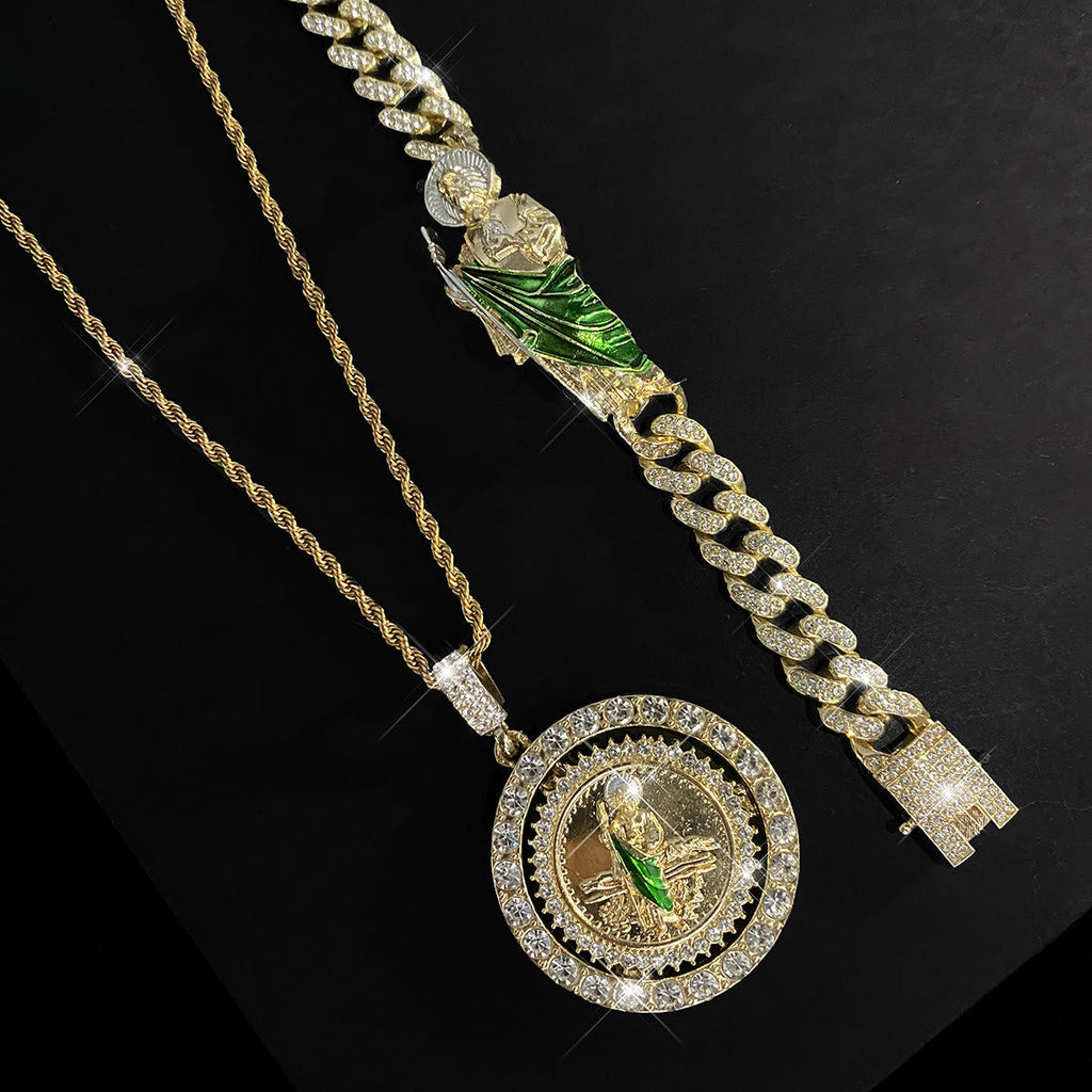 Rotating St. Jude Crystal Halo Necklace: A Symbol of Sacred Grace and Protection