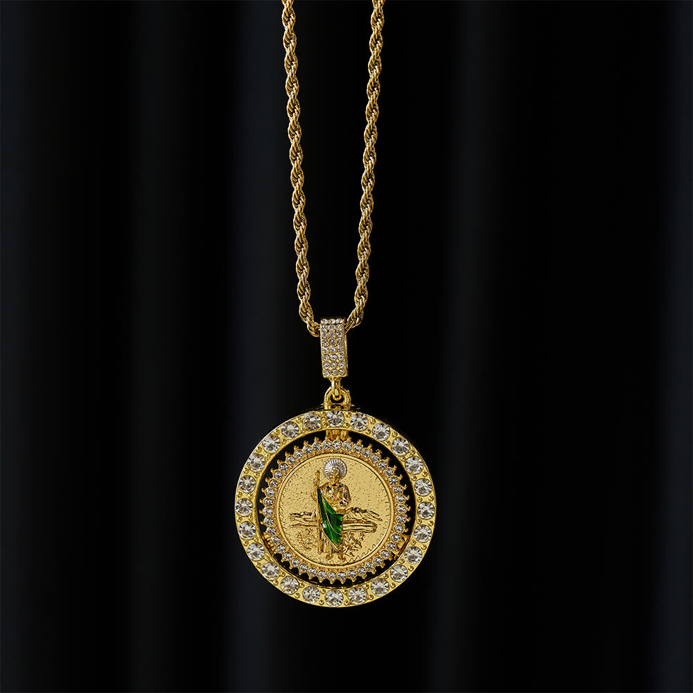 St. Jude with Green Robe Zircon Curb Bracelet: A Symbol of Sacred Grace and Protection