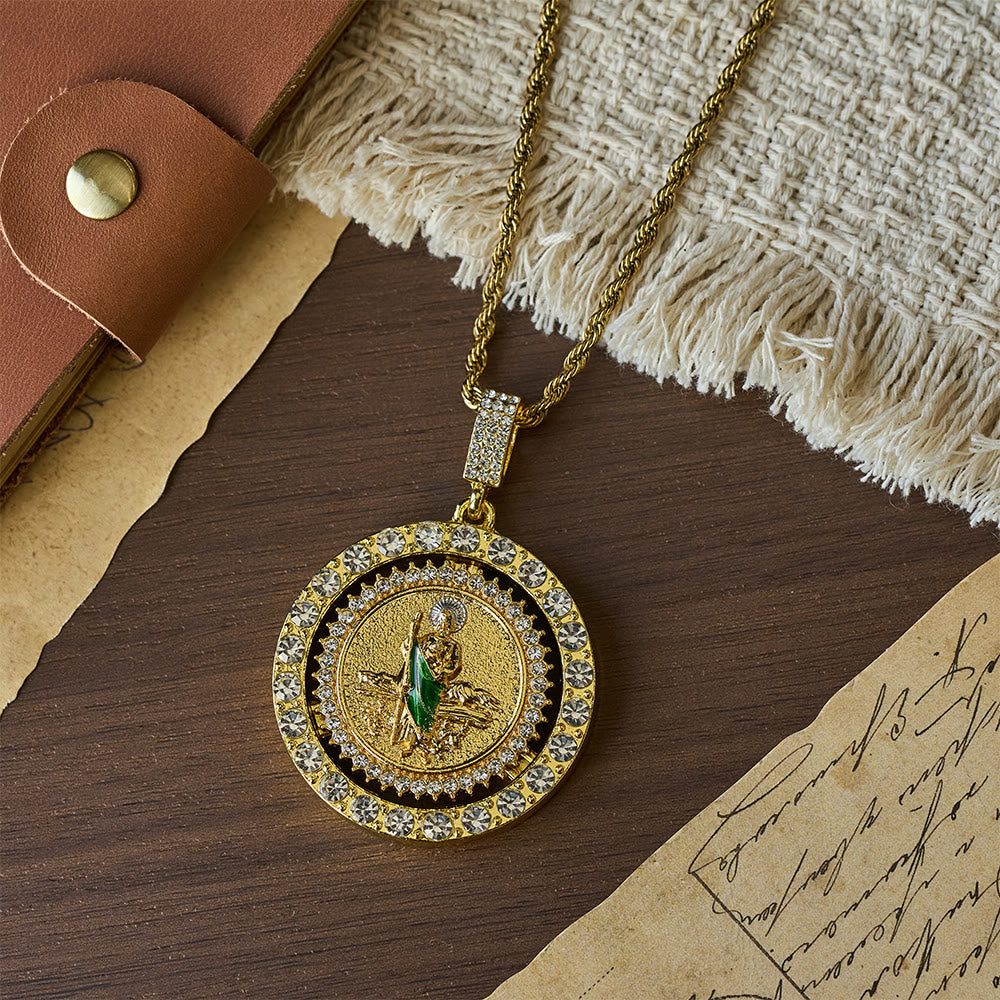 St. Jude with Green Robe Zircon Curb Bracelet: A Symbol of Sacred Grace and Protection