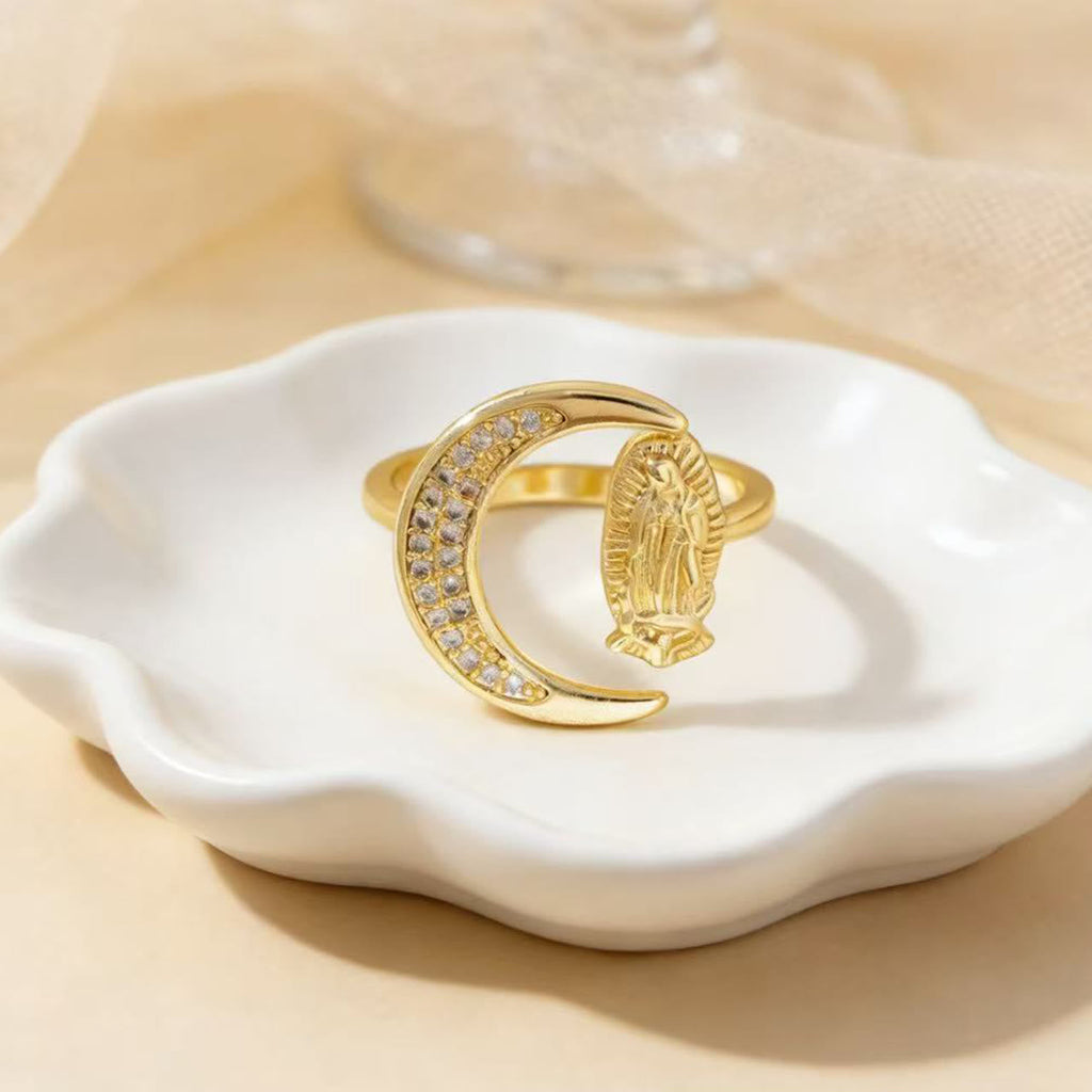 Heart/Moon/Oval Style Our Lady Ring: Sacred Devotion & Radiant Grace