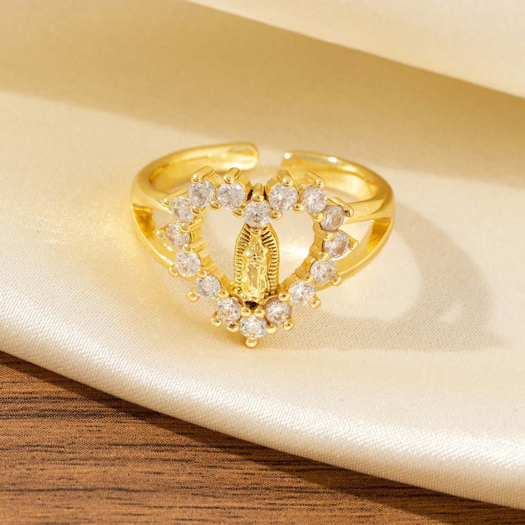 Heart/Moon/Oval Style Our Lady Ring: Sacred Devotion & Radiant Grace