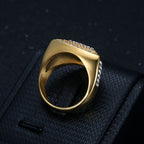 Bold Shield Cross Band Ring: Timeless Emblem of Faith and Courage