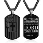 American Flag & Cross Double-Sided Scripture Necklace: A Symbol of Sacred Strength and Courage
