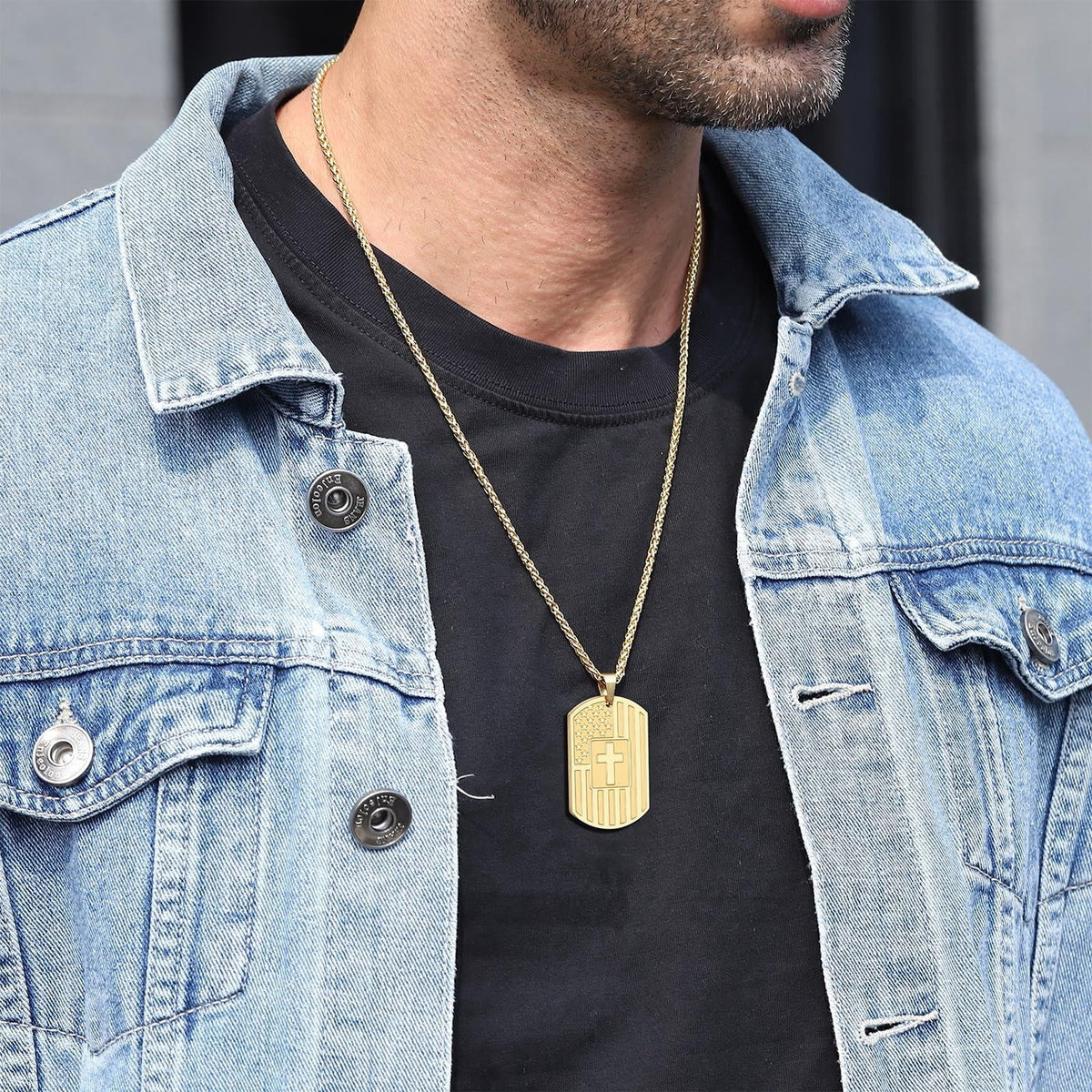 American Flag & Cross Double-Sided Scripture Necklace: A Symbol of Sacred Strength and Courage