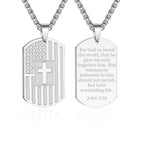 American Flag & Cross Double-Sided Scripture Necklace: A Symbol of Sacred Strength and Courage