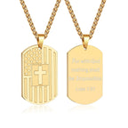 American Flag & Cross Double-Sided Scripture Necklace: A Symbol of Sacred Strength and Courage