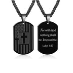 American Flag & Cross Double-Sided Scripture Necklace: A Symbol of Sacred Strength and Courage