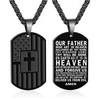 American Flag & Cross Double-Sided Scripture Necklace: A Symbol of Sacred Strength and Courage