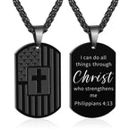 American Flag & Cross Double-Sided Scripture Necklace: A Symbol of Sacred Strength and Courage