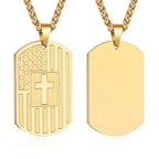 American Flag & Cross Double-Sided Scripture Necklace: A Symbol of Sacred Strength and Courage