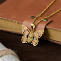 Spiritual Rebirth Butterfly Necklace: Our Lady Center & Crystal Wing Twisted Rope Chain