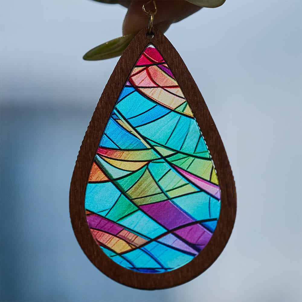 Glorious Grace Tear Drop Earrings Inspired by Colorful Church Window Art VIP