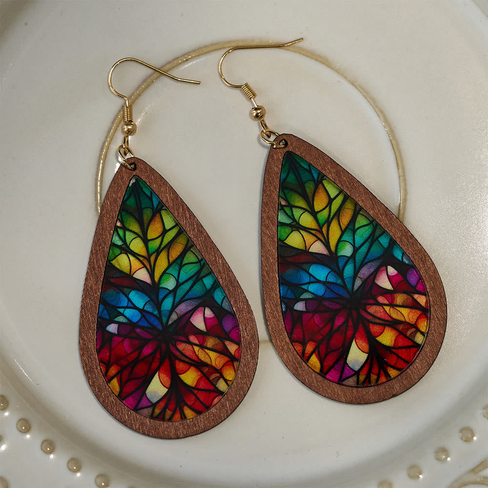 Glorious Grace Tear Drop Earrings Inspired by Colorful Church Window Art