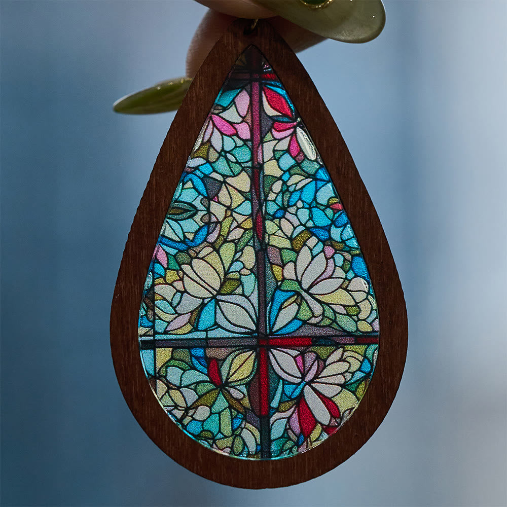 Glorious Grace Tear Drop Earrings Inspired by Colorful Church Window Art VIP