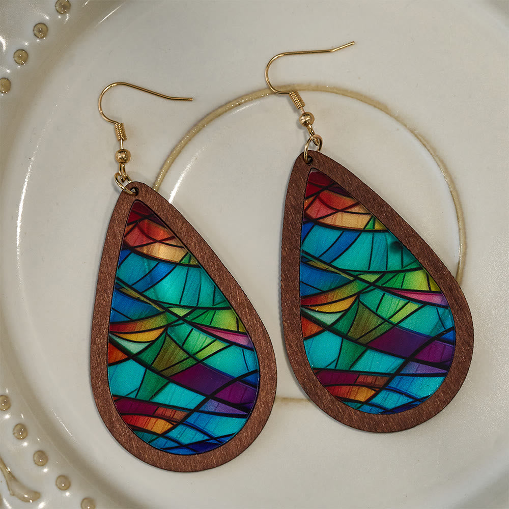 Glorious Grace Tear Drop Earrings Inspired by Colorful Church Window Art