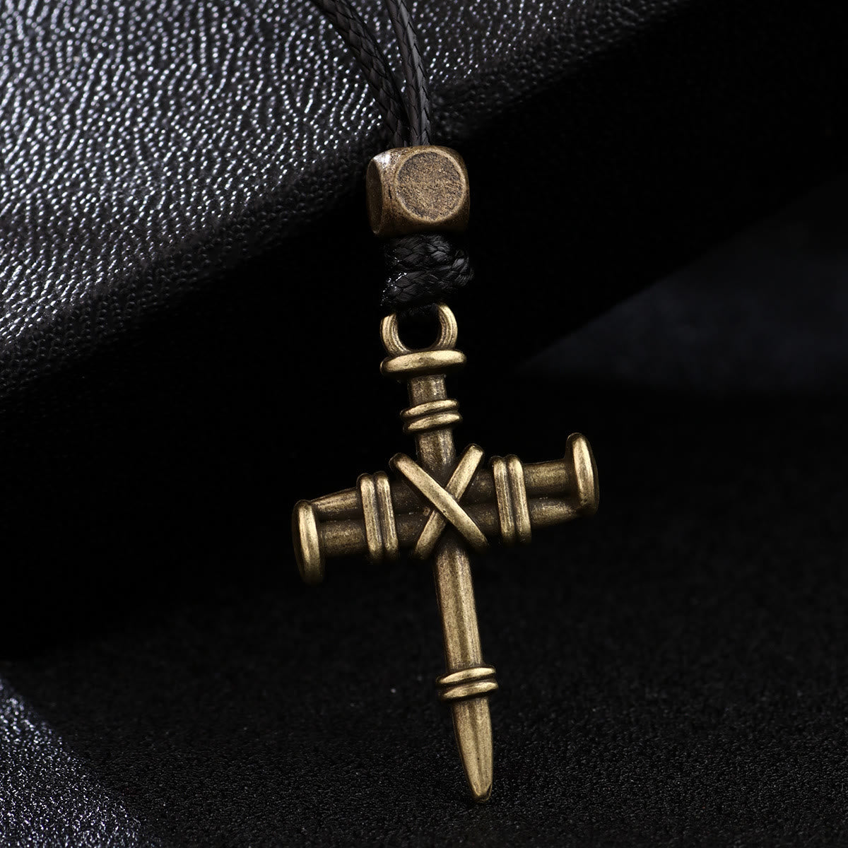 Vintage Nail Cross Woven Cord Necklace: A Symbol of Sacred Strength and Redemption