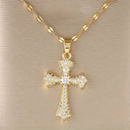 Radiant Zircon Cross Necklace: Forging Hope and Grace in Every Wear
