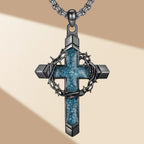 Thorn-Wrapped Inlaid Cross Pendant Necklace: A Symbol of Christ’s Sacrificial Love