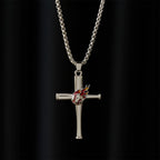 Philippians 4:13 Baseball Cross Necklace with Flame Detail: A Symbol of Divine Strength & Athletic Faith