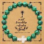 Natural Stone Cross Bracelet with Proverbs 27:9 Card: A Symbol of Divine Friendship & Grace