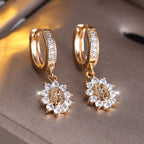 Our Lady Zircon Halo Huggie Earrings with Sunburst Medallion VIP