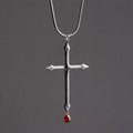 Sword Cross Necklace with Red Zircon Drop: A Sacred Keepsake for Believers