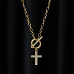 Pavé Zircon Toggle Cross Necklace: A Symbol of Sacred Faith & Effortless Grace