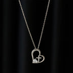 I Am a Child of God Heart Cross Necklace with Zircon Accents: A Token of Heavenly Identity