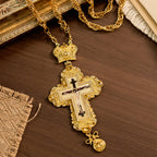 Ornate Large Pectoral Crucifix Necklace with Crown Accent: A Symbol of Sacred Majesty & Redemption