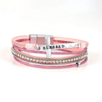 Multi-Layer BLESSED Cross Leather Bracelet with Zircon: A Symbol of Divine Grace & Spiritual Joy
