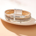 Multi-Layer BLESSED Cross Leather Bracelet with Zircon: A Symbol of Divine Grace & Spiritual Joy