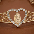 Gold Filigree Our Lady Bracelet with Zircon Halo: A Symbol of Marian Devotion & Divine Grace