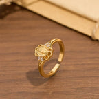 Filigree Our Lady Zircon Ring: Emblem of Marian Grace & Delicacy