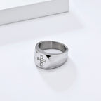Tri-Finish Thick Band Cross Zircon Ring: A Symbol of Unbreakable Faith & Grace