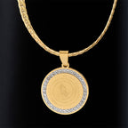 Zircon-Framed Praying Hands Scripture Necklace: Emblem of Divine Humility