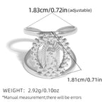 Tri-Color Hollow Frame Our Lady Band Ring: A Symbol of Divine Light & Devotion