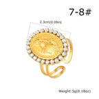 Our Lady Miraculous Medal CZ Halo Open Adjustable Faith Ring