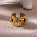 Redemption Cross CZ Embellished Wide Band Devotion Ring