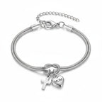 Knot of Love Cross Heart Charm Adjustable Bracelet: Emblem of Devotion & Divine Grace