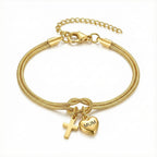 Knot of Love Cross Heart Charm Adjustable Bracelet: Emblem of Devotion & Divine Grace