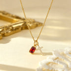 Sacred Cross & Rectangular Gem Charm Faith Necklace: Symbol Of Divine Grace & Devotion