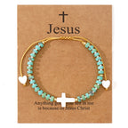 Hollow Cross Natural Stone Bead Friendship Bracelet: Icon of Spiritual Devotion