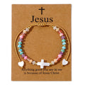 Hollow Cross Natural Stone Bead Friendship Bracelet: Icon of Spiritual Devotion