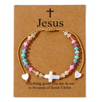 Hollow Cross Natural Stone Bead Friendship Bracelet: Icon of Spiritual Devotion